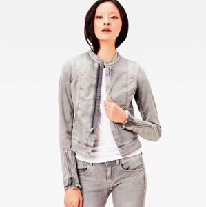 G-Star Raw Lynn Zip Grip Slim Grey Wash Raw Denim Jacket